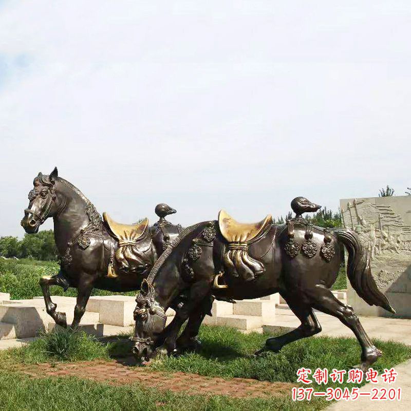济南战马群公园景区动物情景雕塑