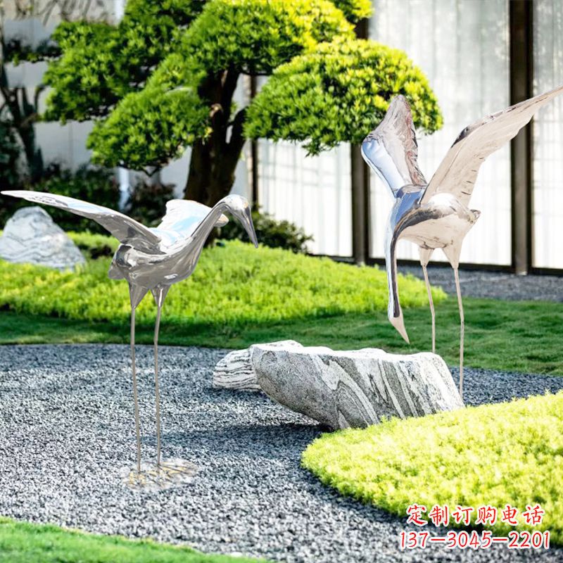 济南长春不锈钢动物鹤雕塑