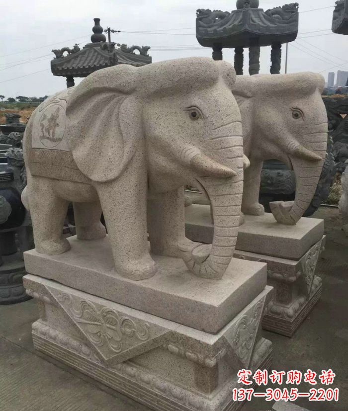 济南招财进宝大理石大象石雕