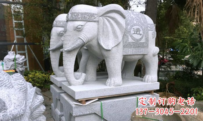 济南招财进宝大理石门口大象雕塑