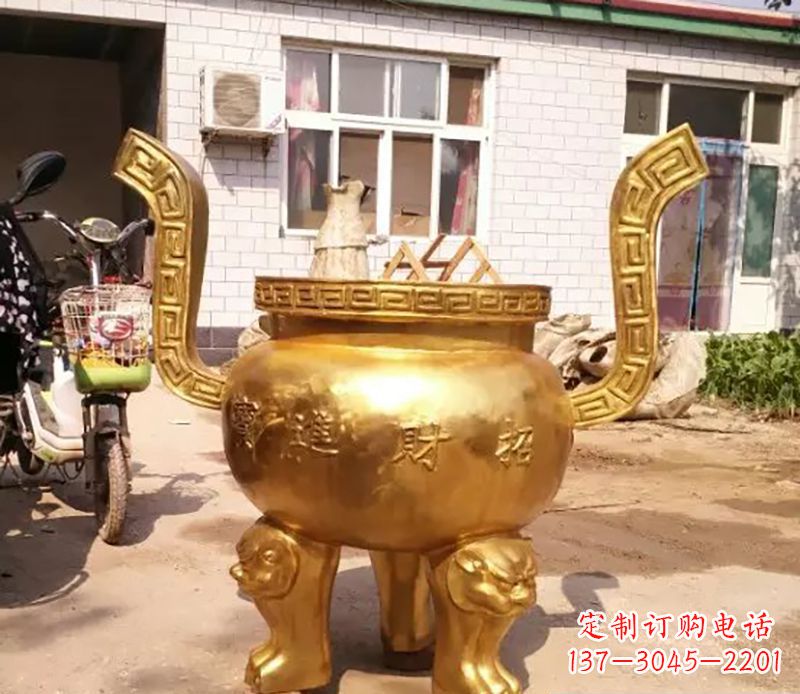 济南招财进宝香炉铜雕