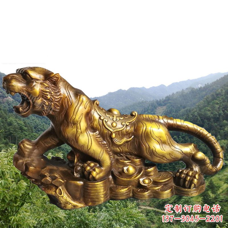 济南招财老虎漆金12生肖动物雕塑