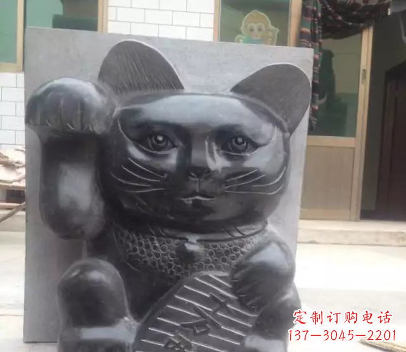 济南招财猫石雕卡通动物雕塑