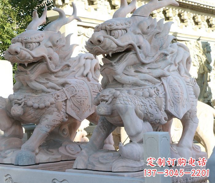 济南招财瑞兽麒麟石雕 (2)