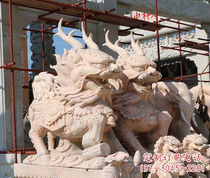 济南招财瑞兽麒麟石雕