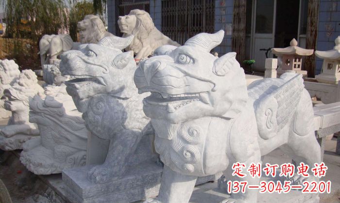 济南招财神兽大理石貔貅石雕