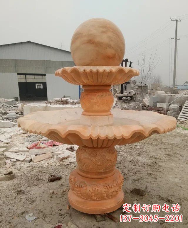 济南招财双层风水球石雕