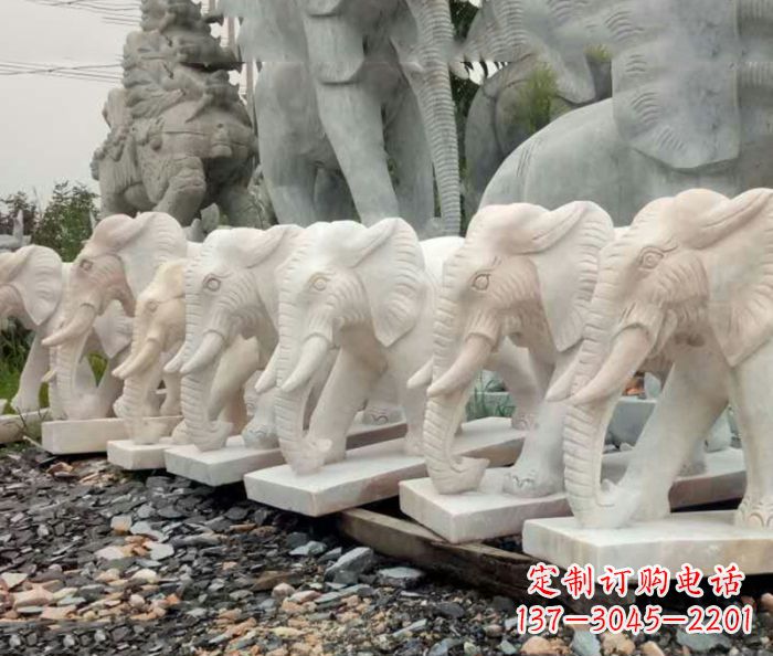 济南招财晚霞红大象石雕 (3)