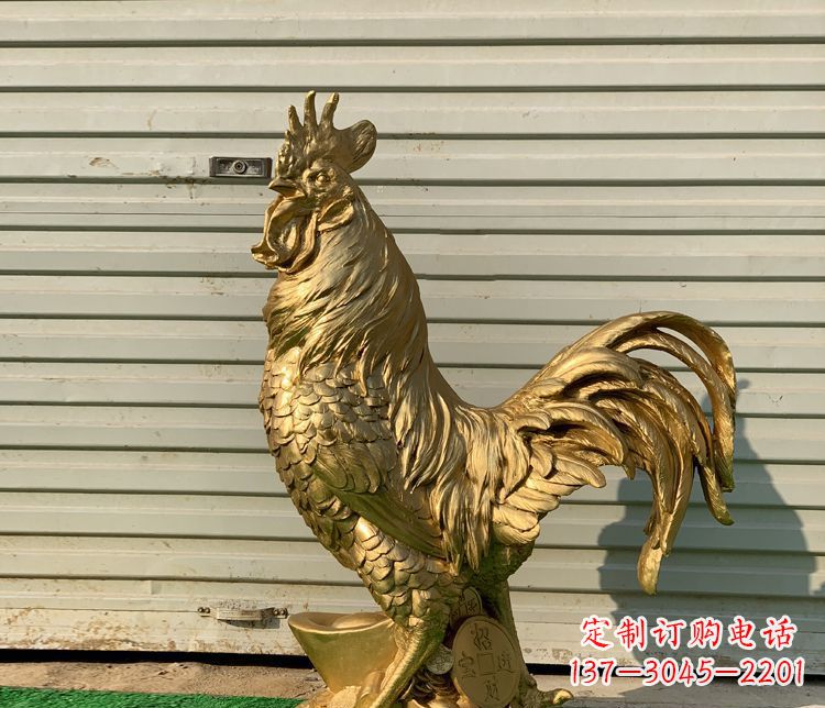 济南招财元宝公鸡铜雕