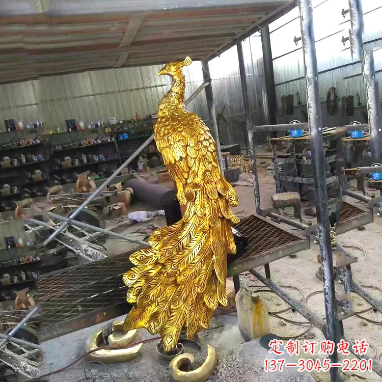 济南中国古代传说中的瑞鸟凤凰鎏金铜雕