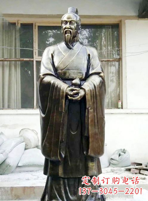 济南中国古代名医扁鹊铸铜雕像半身像