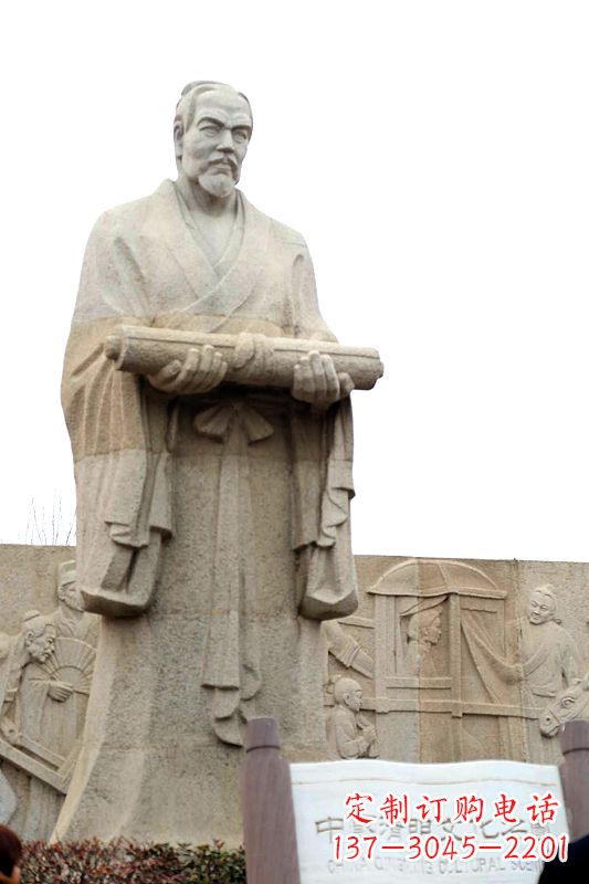 济南中国历史名人北宋绘画大师清明上河图画家张择端汉白玉石雕像