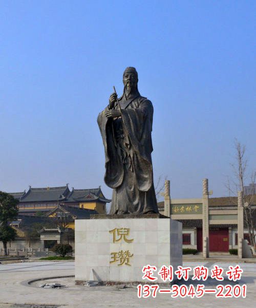 济南中国历史名人元末明初画家诗人倪瓒铜雕塑像