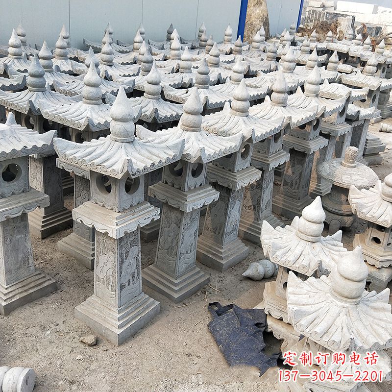 济南中式青石灯笼雕塑