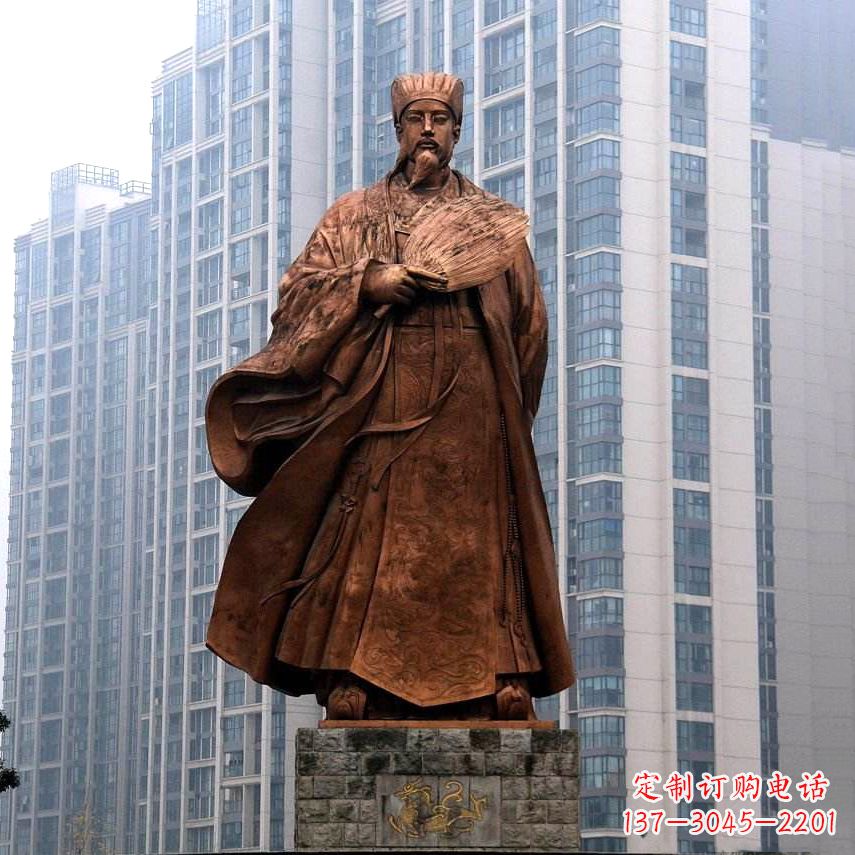 济南诸葛亮城市景观铜雕像-中国古代著名人物三国谋士卧龙先生雕塑