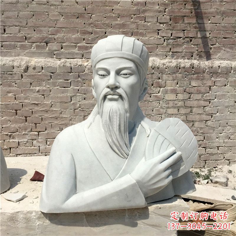 济南诸葛亮汉白玉石雕胸像-三国著名人物雕塑