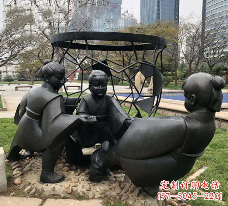 济南铸铜公园司马光砸缸儿童雕塑