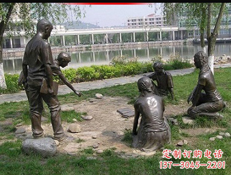 济南铸铜老师和学生雕塑