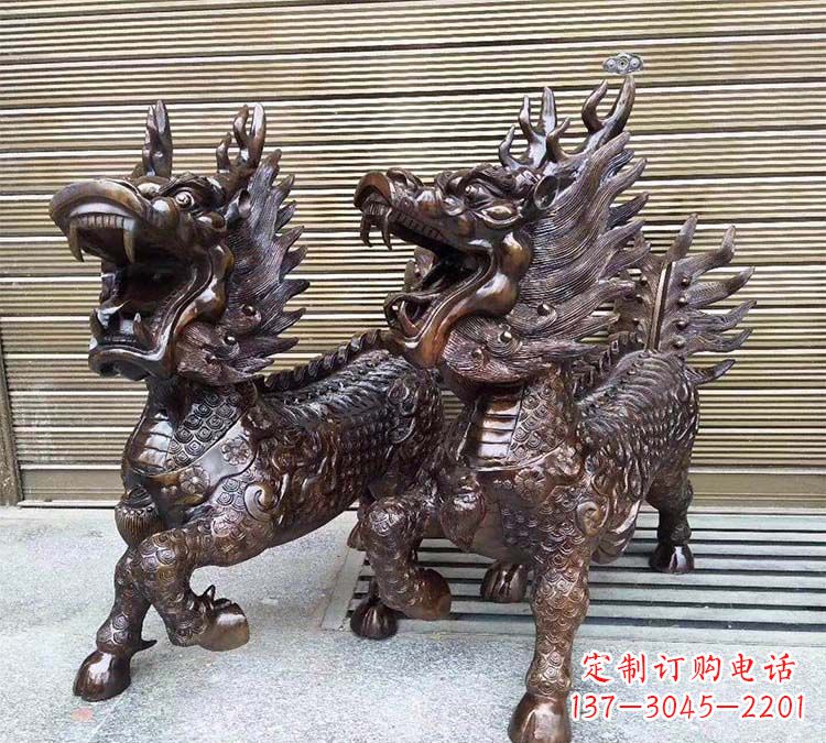 济南铸铜立式麒麟
