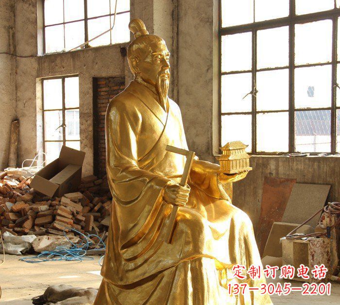 济南铸铜鲁班古代人物铜雕