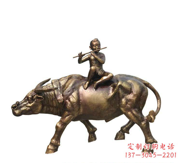 济南铸铜牧童牛雕塑