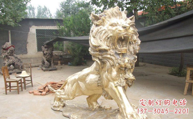 济南铸铜狮子铜雕 (3)