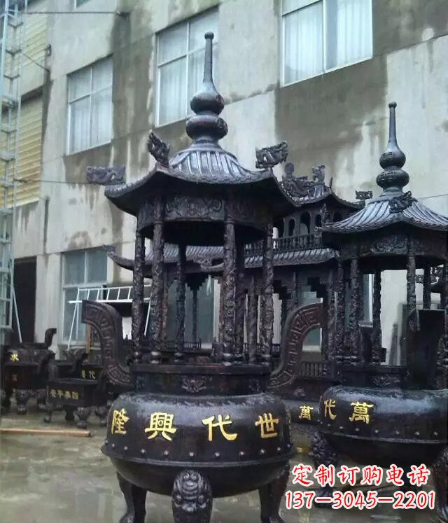 济南铸铜寺庙香炉铜雕 (3)