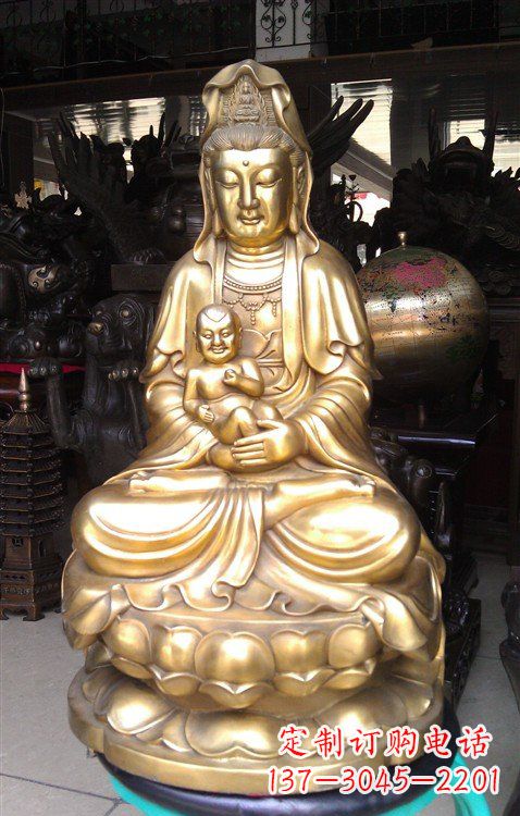 济南铸铜送子观音雕塑