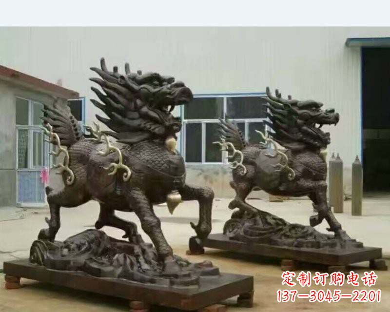 济南铸铜踏浪麒麟雕塑