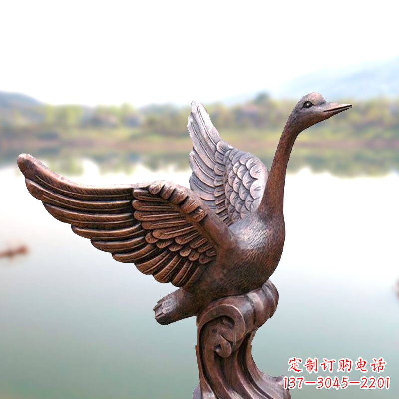 济南铸铜天鹅景观摆件