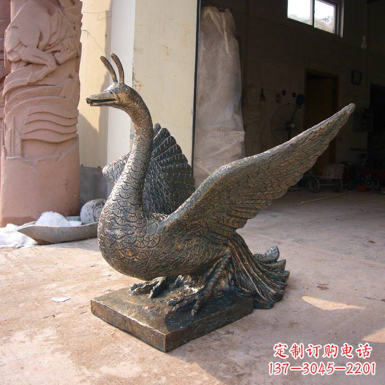 济南铸铜天之四灵朱雀雕塑摆件