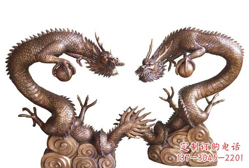 济南紫铜铸双龙戏珠