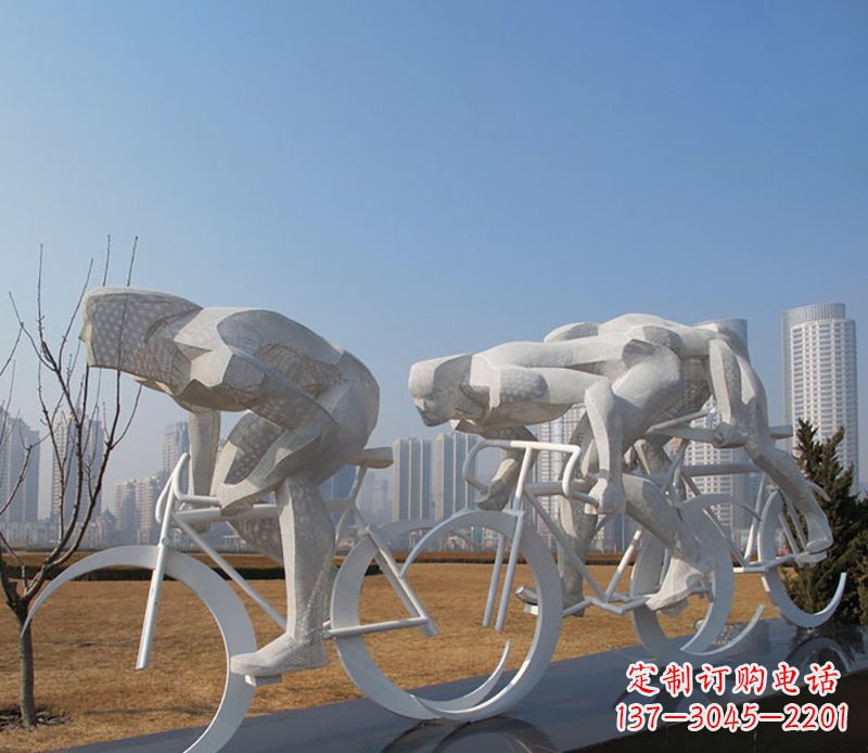 济南自行车比赛不锈钢雕塑