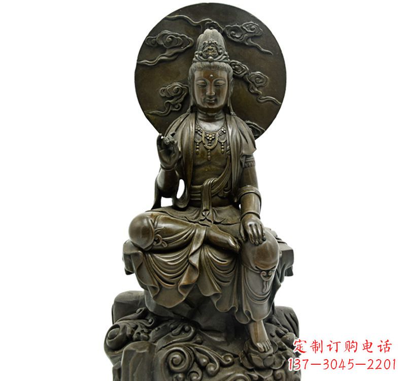 济南自在观音菩萨仿古铜雕佛像