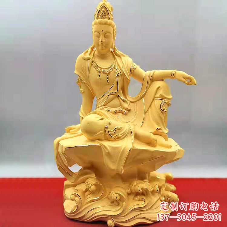 济南自在观音纯铜镀金雕塑