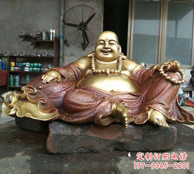 济南宗教供奉坐式弥勒佛铜雕