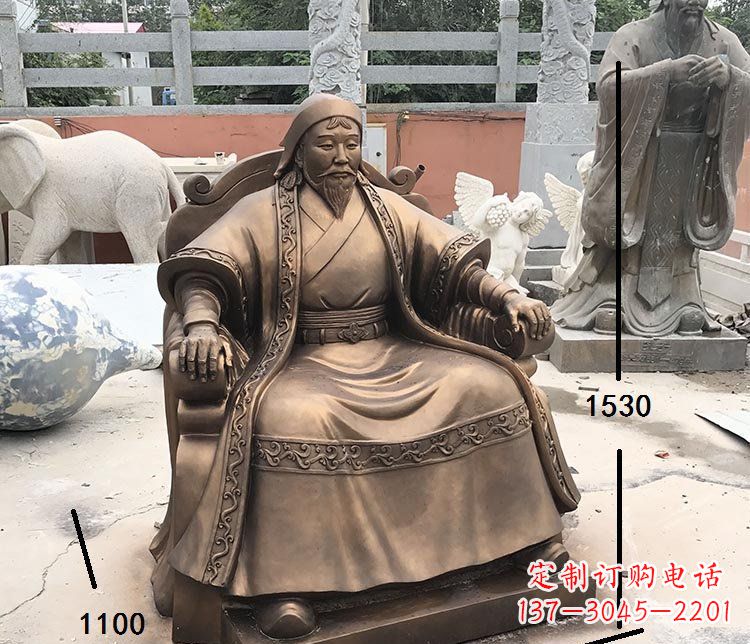 济南坐式成吉思汗铜雕 (2)