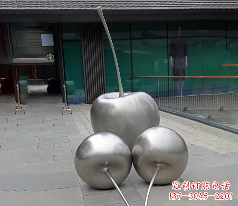 济南实心不锈钢苹果雕塑